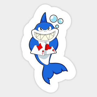 Shark at Poker with Poker cards Sticker